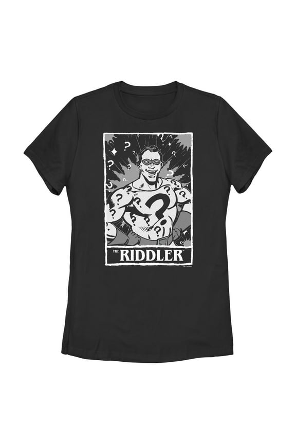 Women's Batman Riddler Tarot Graphic Tee Black Small