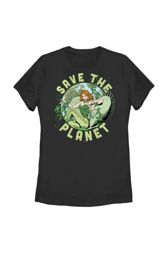 Women's Batman Save the Planet Poison Ivy Graphic Tee Black Small