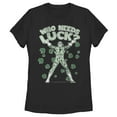 thumbnail image 1 of Women's Batman St. Patrick's Day Riddler Who Needs Luck Distressed  Graphic Tee Black Medium, 1 of 4