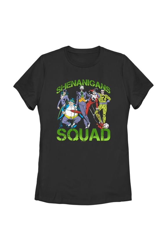 Women's Batman St. Patrick's Day Shenanigans Squad Graphic Tee Black Small