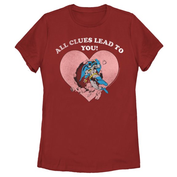 Women's Batman Valentine's Day All the Clues Lead to You  Graphic Tee Red Medium