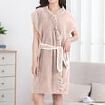 thumbnail image 1 of Women's Batrobe Coral Fleece Knee Length Bathrobe Belted Bath Skirt Highly Absorbent Quick Dry Lightweight Loungewear Sleepwear, 1 of 5