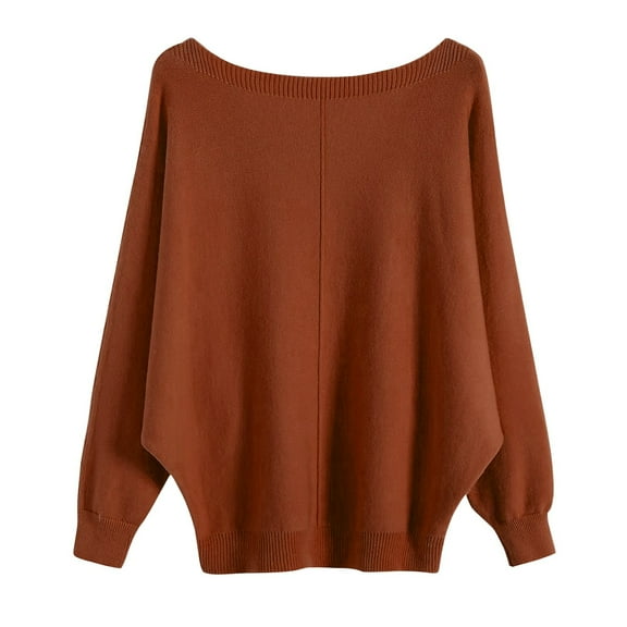 Women's Batwing Sleeve Boat Neck Oversized Knit Sweater For Fall & Winter Comfortable Warmth