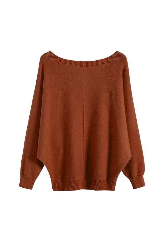 Women's Batwing Sleeve Boat Neck Oversized Knit Sweater For Fall & Winter Comfortable Warmth