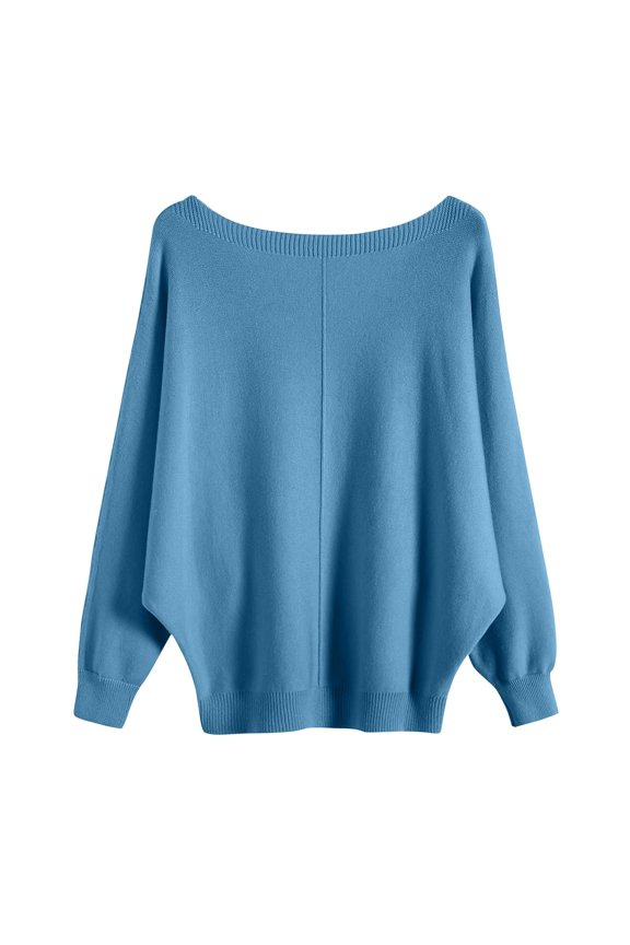 Women's Batwing Sleeve Boat Neck Oversized Knit Sweater For Fall & Winter Comfortable Warmth