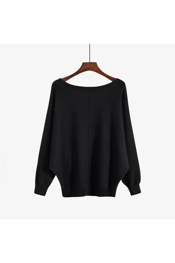 Women's Batwing Sleeve Boat Neck Oversized Knit Sweater For Fall & Winter Comfortable Warmth