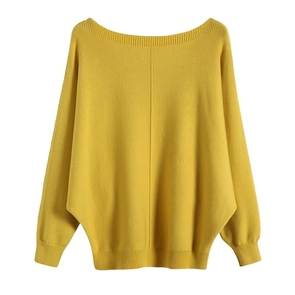 Women's Batwing Sleeve Boat Neck Oversized Knit Sweater For Fall & Winter Comfortable Warmth