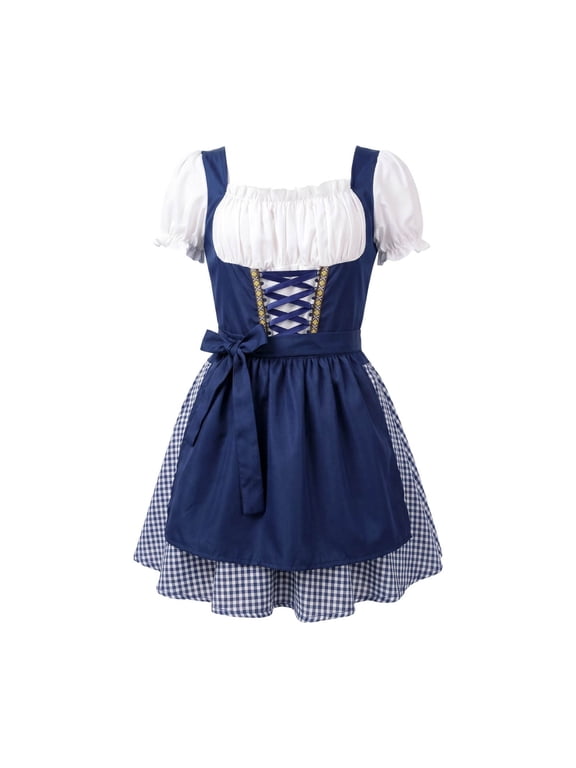 Women's Bavarian Dirndl Dress for Oktoberfest and Farmhouse Theme Parties