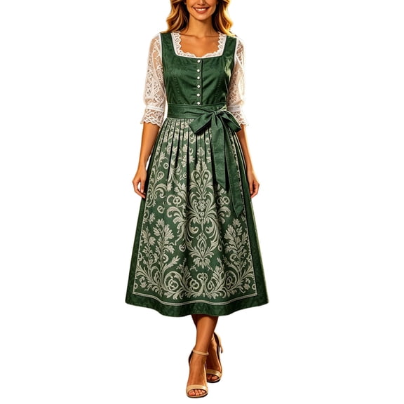 Women's Bavarian Lace Up Corset Dress Chiffon Blend for Casual Party