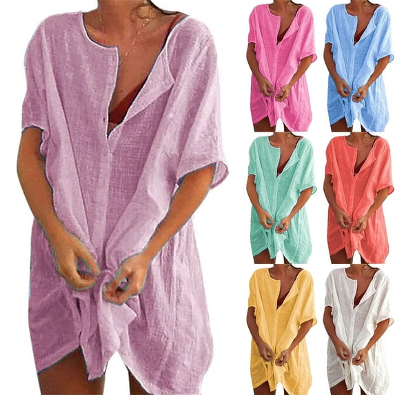 Women's Beach Bikini Cover Up Shirt Summer Swimsuit Beach Cover Up Shirt S-4XL Sun Protection