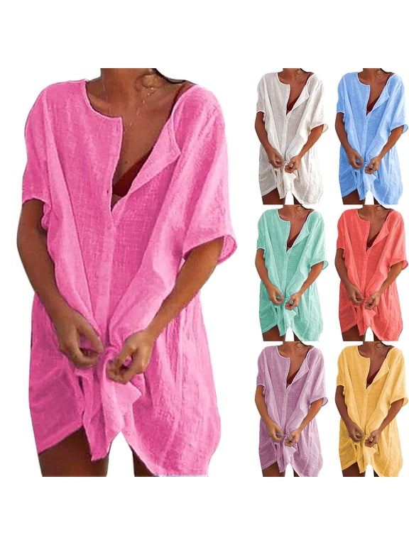 Women's Beach Bikini Cover Up Shirt Summer Swimsuit Beach Cover Up Shirt S-4XL Sun Protection