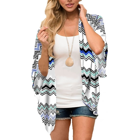 Women's Beach Bikini Sunscreen Blouse Vacation Chiffon Printed Cardigan