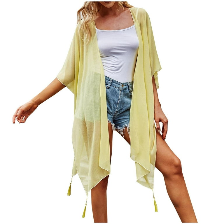 Asymmetric Hem Tassel Plain Cardigans Asymmetric Hem Tassel Plain Cardigans