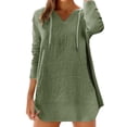 thumbnail image 1 of Women's Beach Cover Up Long Sleeve Summer Linen Shirt Hoodies Sweatshirt V Neck with Pocket Hooded Tops Green S, 1 of 8