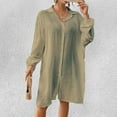 thumbnail image 1 of Women's Beach Cover-ups Long Sleeve Button Down Tunic Dresses Oversized Blouse Tops with Pockets, 1 of 6