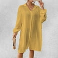 thumbnail image 1 of Women's Beach Cover-ups Long Sleeve Button Down Tunic Dresses Oversized Blouse Tops with Pockets, 1 of 6