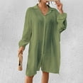 thumbnail image 1 of Women's Beach Cover-ups Long Sleeve Button Down Tunic Dresses Oversized Blouse Tops with Pockets, 1 of 6