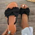 thumbnail image 1 of Women's Beach Flip Flops Versatile Bow-Knot Decoration Flat Slippers Plus Size Shoe Spring Style Trendy Flat Soft Sole Sandals, 1 of 9