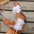 thumbnail image 1 of Women's Beach Flip Flops Versatile Bow-Knot Decoration Flat Slippers Plus Size Shoe Spring Style Trendy Flat Soft Sole Sandals, 1 of 9