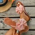 thumbnail image 1 of Women's Beach Flip Flops Versatile Bow-Knot Decoration Flat Slippers Plus Size Shoe Spring Style Trendy Flat Soft Sole Sandals, 1 of 9