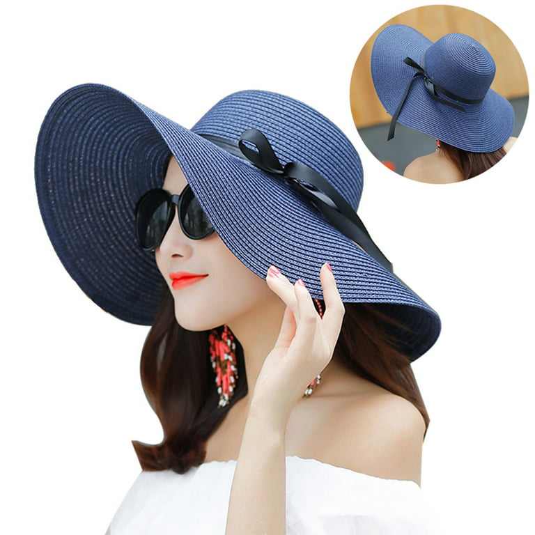 MIMITOOU Sun Hat Straw Hats Women Summer Wide Brim Beach Hat Large Floppy  Foldable Roll up for UV Protection UPF 50