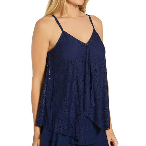 Women's Beach House H65893 Crochet Soleil Kerry Layer Tankini Swim Top (Admiral 10)