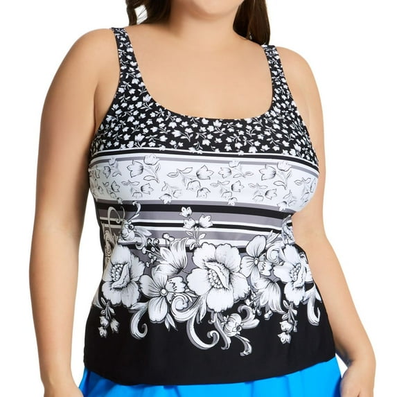 Women's Beach House Woman HW61363 Under the Border Walk Julie Tankini Swim Top (Black 16W)
