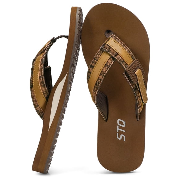 TEAHOO X STQ Women's Beach Sandals Flip Flops Lightweight With Arch Support Coffee Size 6