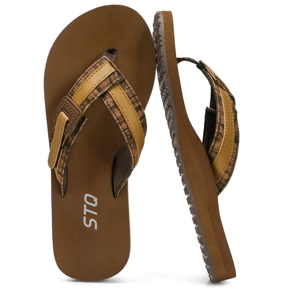 Women's Beach Sandals Flip Flops Lightweight With Arch Support Coffee Size 7