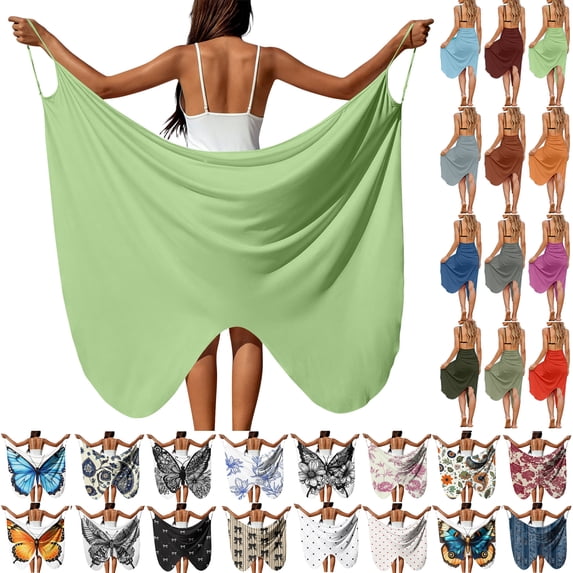 Women's Beach Sarong Semi-Sheer Swimwear Cover Ups Short Skirt with Waist And Sheer Draped