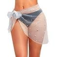 thumbnail image 1 of Women's Beach Sheer Mesh Skirt Pearl Beaded Bikini Cover Up Tie Waist - Chic Embellished Summer Beachwear, 1 of 6