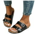 thumbnail image 1 of Women's Beach Slip on Sandals 2025 Summer Casual Buckles Wide Open Toe Cork Footbed Flats Slippers for Women, 1 of 6