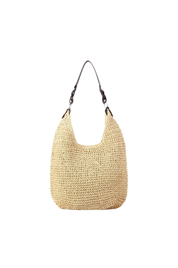 Women's Beach Straw Bag Large Straw Summer Handbags Handmade Woven Boho Hobo Raffia Tote Bags 2026 Summer Purse (Beige)