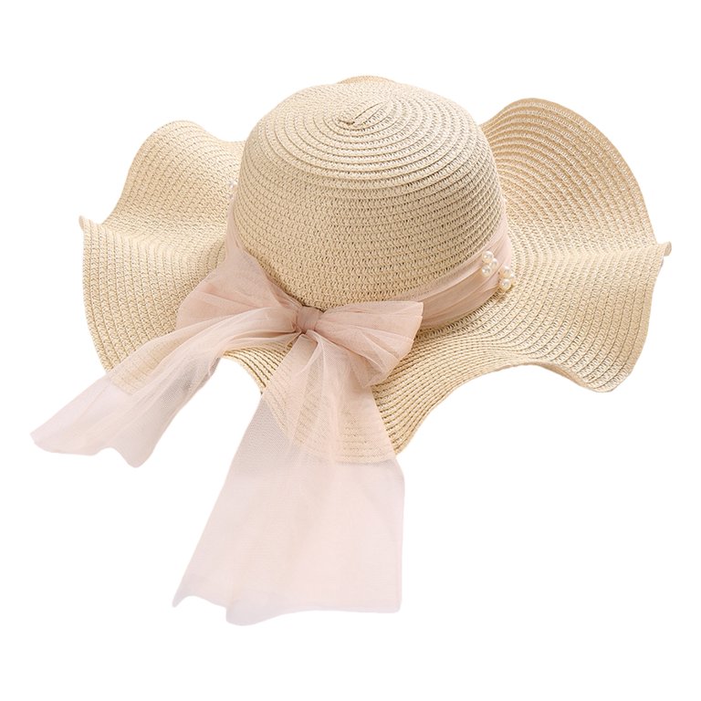 Cute Summer Ladies Sunshade Hat With Bow Knot Outdoor Beach Sunshade Hat