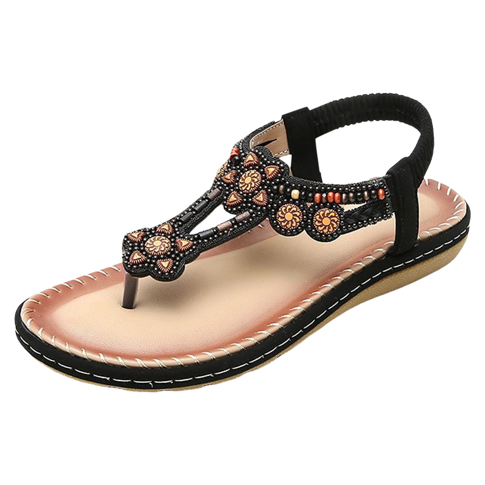 Women's Beach Summer Flat Sandals 2024 Cutout Spring Falt Cutes Trendy Plus Size Boho Summer