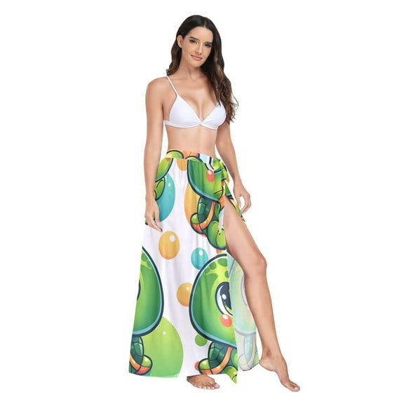 Women's Beach Swimsuit Cover Ups Bathing Suit Coverups Bikini Wrap Dress for Swimwear Baby Turtle and Ball L