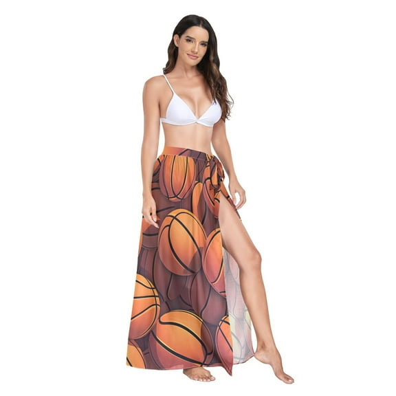 Women's Beach Swimsuit Cover Ups Bathing Suit Coverups Bikini Wrap Dress for Swimwear Basketballs
