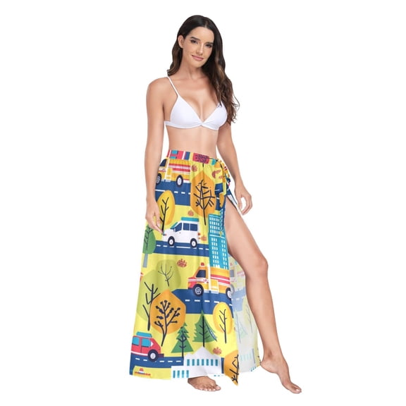 Women's Beach Swimsuit Cover Ups Bathing Suit Coverups Bikini Wrap Dress for Swimwear Car on City Road