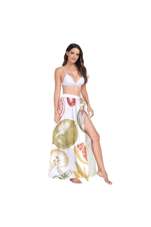 Women's Beach Swimsuit Cover Ups Bathing Suit Coverups Bikini Wrap Dress for Swimwear Cherry Kiwifruit Apple Watermelon