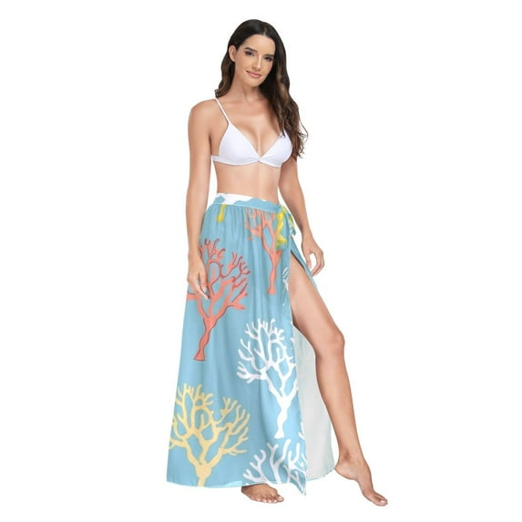 Women's Beach Swimsuit Cover Ups Bathing Suit Coverups Bikini Wrap Dress for Swimwear Colorful Coral