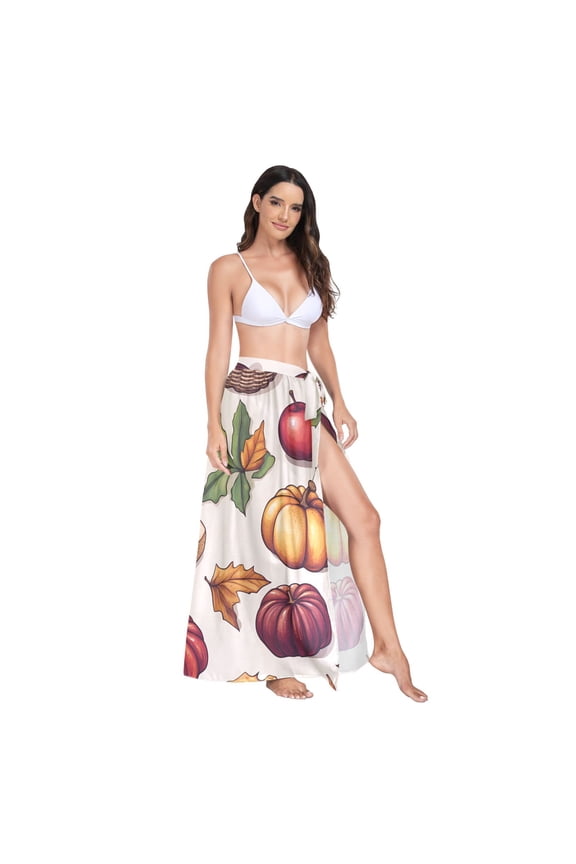 Women's Beach Swimsuit Cover Ups Bathing Suit Coverups Bikini Wrap Dress for Swimwear Corn Apple Pumpkin L