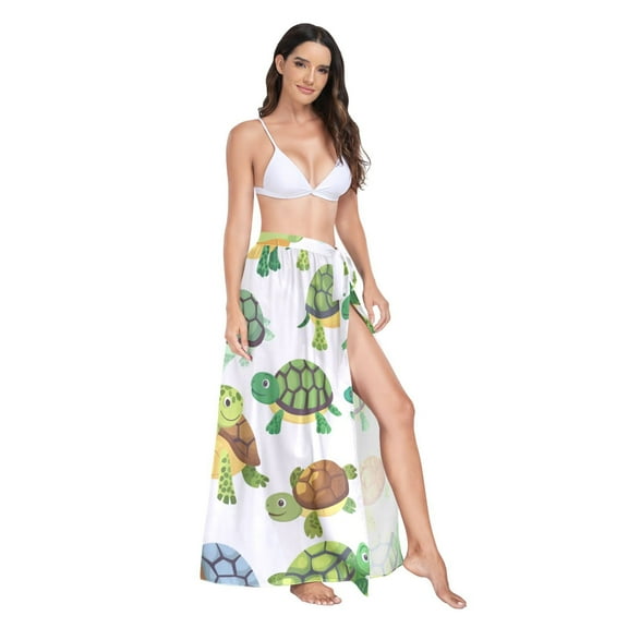 Women's Beach Swimsuit Cover Ups Bathing Suit Coverups Bikini Wrap Dress for Swimwear Cute Baby Turtles