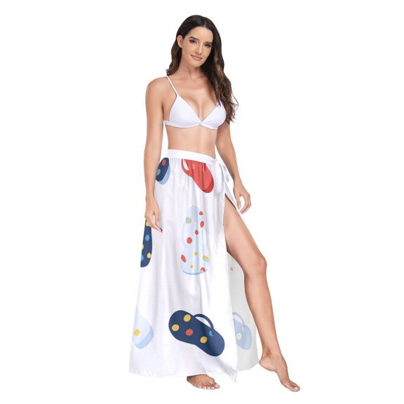 Women's Beach Swimsuit Cover Ups Bathing Suit Coverups Bikini Wrap Dress for Swimwear Flip Flop with Dots