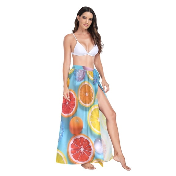 Women's Beach Swimsuit Cover Ups Bathing Suit Coverups Bikini Wrap Dress for Swimwear Lemon Orange Jelly