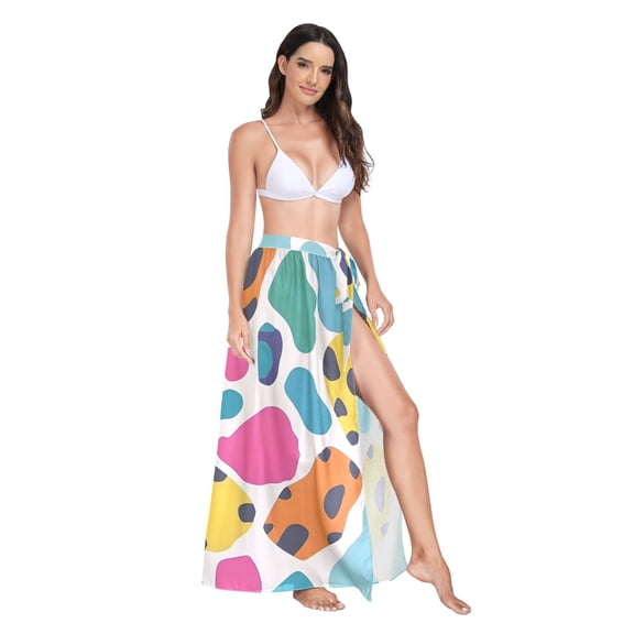 Women's Beach Swimsuit Cover Ups Bathing Suit Coverups Bikini Wrap Dress for Swimwear Minimalistic Colorful Leopard