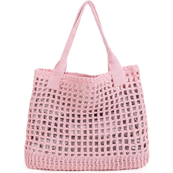 Women's Beach Tote Bag, Crochet Knit Hollow Design, Stylish Tote for Beach,Travel and Everyday Use Aesthetic Handbag