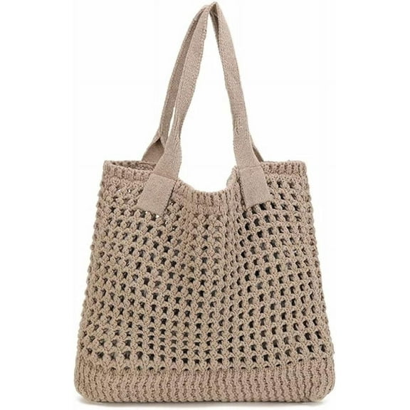 Women's Beach Tote Bag, Crochet Knit Hollow Design, Stylish Tote for Beach,Travel and Everyday Use Aesthetic Handbag