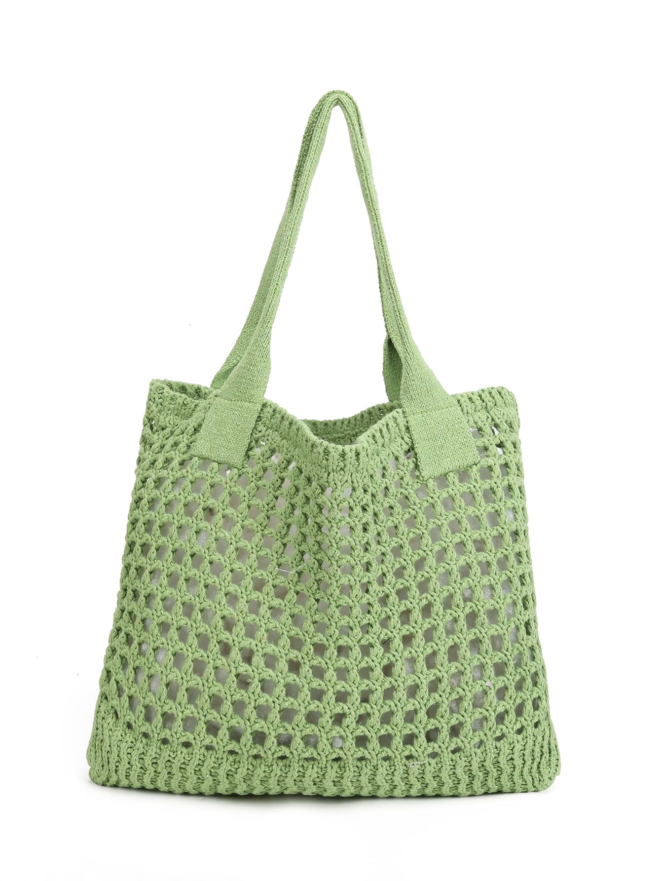 Women's Beach Tote Bag, Crocheted Knit Hollow Design, Stylish & Spacious Tote for Beach,Travel,and Everyday Use,Cute Aesthetic Summer Handbag(khaki)
