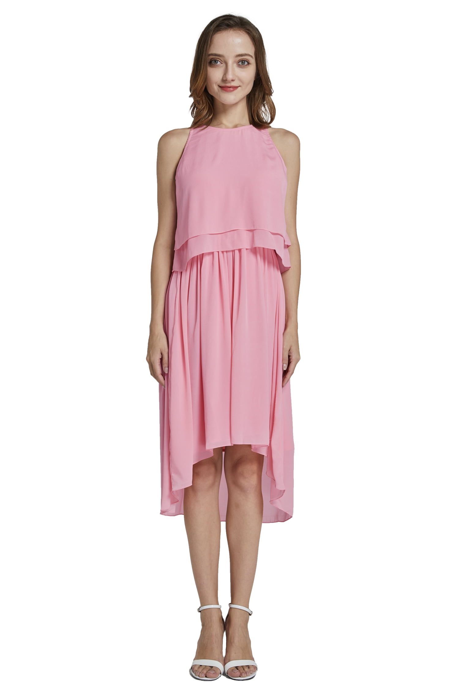 Women's Beach Wedding Double Ruffle Top Highlow Bridesmaid Dress -  Walmart.com