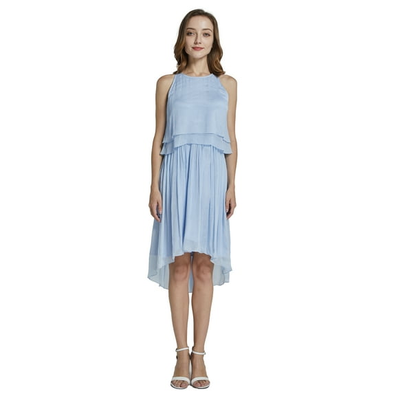 Women's Beach Wedding Double Ruffle Top Highlow Bridesmaid Dress